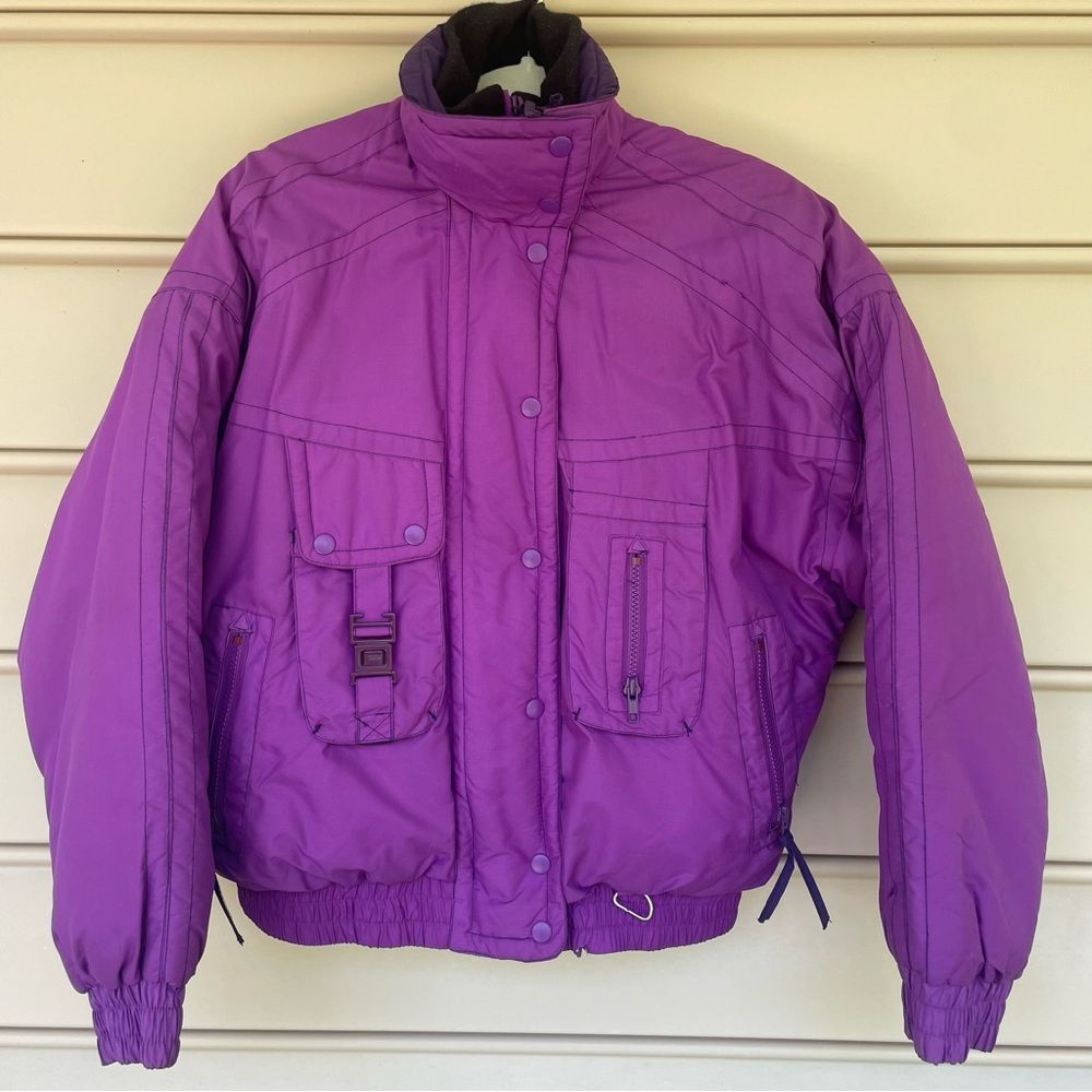 VTG Kitzbuhel Long Sleeve Snap Button Winter Ski Jacket Purple Women M Warm Coat